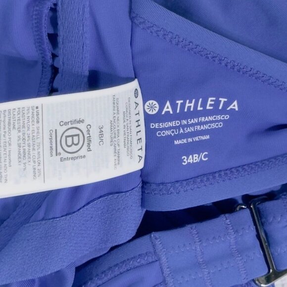 ATHLETA Women's Tankini Top Nylon Blue Open Back Women's Size 34B/C - Picture 7 of 9